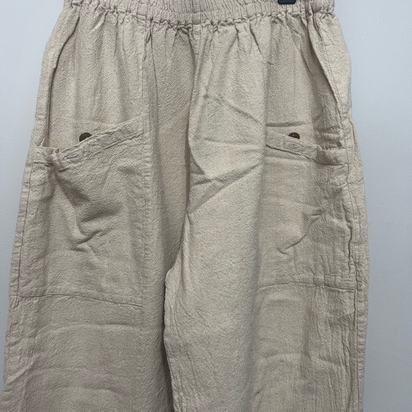 Pants - Women’s Casual Drawstring Linen-Blend Pants in Beige